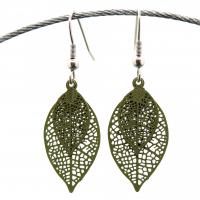 Boucles d oreilles feuille kaki 7