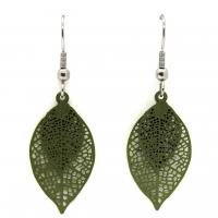 Boucles d oreilles feuille kaki