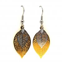 Boucles d oreilles feuilles estampe dorees et argentees 1