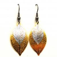 Boucles d oreilles feuilles estampe dorees et argentees 5