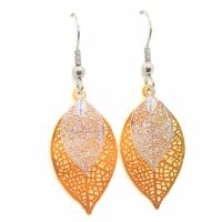 Boucles d oreilles feuilles estampe dorees et argentees 6