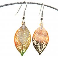 Boucles d oreilles feuilles estampe dorees et argentees 7