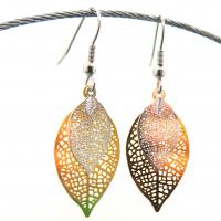 Boucles d oreilles feuilles estampe dorees et argentees 8