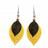 Boucles d oreilles feuilles estampe jaune et noir 5