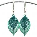 Boucles d oreilles feuilles vertes 1