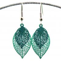 Boucles d oreilles feuilles vertes 1