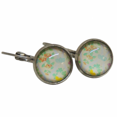 Boucles d oreilles fleurs pales support dormeuse en laiton argente 4 