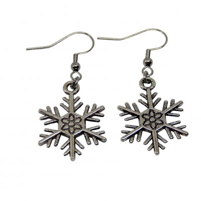 Boucles d oreilles flocon de neige theme hiver noel breloque couleur argentee 1 photoroom