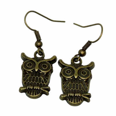 Boucles d oreilles hibou chouette breloque couleur bronze 4 