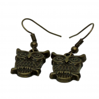 Boucles d oreilles hibou chouette breloque couleur bronze 5 