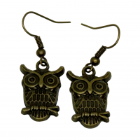 Boucles d oreilles hibou chouette breloque couleur bronze 6 