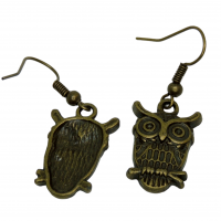Boucles d oreilles hibou chouette breloque couleur bronze 7 