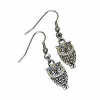 Boucles d oreilles hibou chouette recto verso pendante couleur argentee 2 