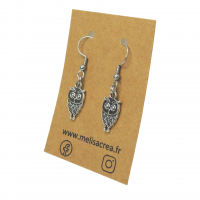 Boucles d oreilles hibou chouette recto verso pendante couleur argentee 9 