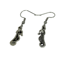 Boucles d oreilles hippocampe breloque couleur argentee theme mer marin vacances 5 photoroom