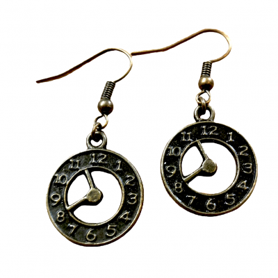 Boucles d oreilles horloge montre en bronze pendante