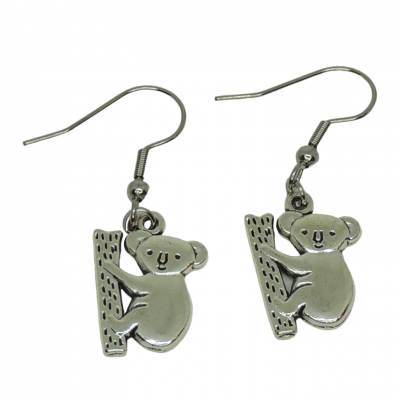 Boucles d oreilles koala breloque couleur argente 4 