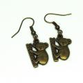 Boucles d oreilles koala recto verso laiton bronze