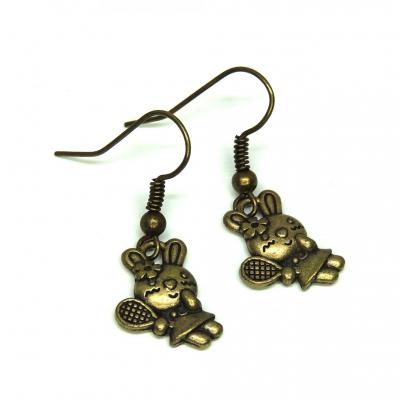 Boucles d oreilles lapin bronze