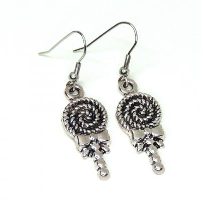 Boucles d oreilles lollipop sucette pendante argente