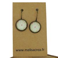 Boucles d oreilles minies fleurs support en laiton couleur bronze cabochon en verre 12mm 1 