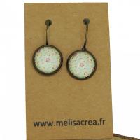 Boucles d oreilles minies fleurs support en laiton couleur bronze cabochon en verre 12mm 2 