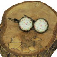Boucles d oreilles minies fleurs support en laiton couleur bronze cabochon en verre 12mm 3 