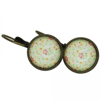 Boucles d oreilles minies fleurs support en laiton couleur bronze cabochon en verre 12mm 3 