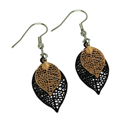 Boucles d oreilles noire et cuivre support crochet en acier inoxydable 6 