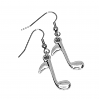 Boucles d oreilles note de musique argentee pendante 2 
