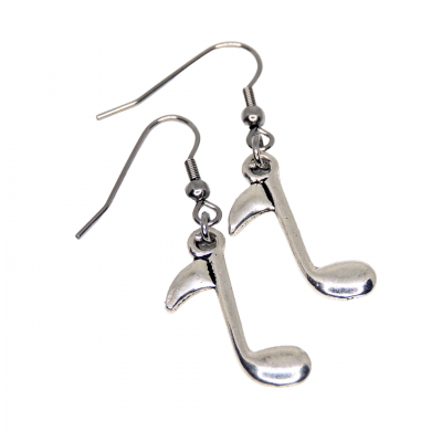 Boucles d oreilles note de musique argentee pendante 3 