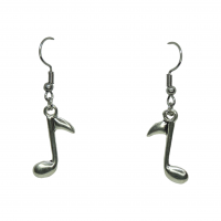 Boucles d oreilles note de musique argentee pendante 6 