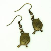 Boucles d oreilles oiseau crochet en laiton couleur bronze recto verso