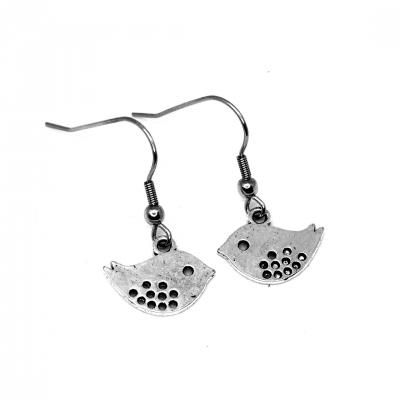 Boucles d oreilles oiseau recto verso crochet en acier inoxydable