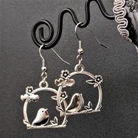 Boucles d oreilles oiseaux sur une branche argente 1 