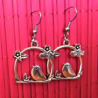 Boucles d oreilles oiseaux sur une branche argente 2 