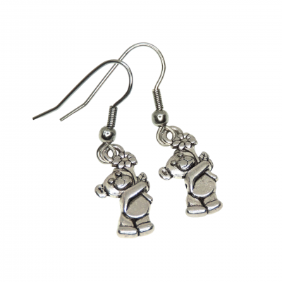 Boucles d oreilles ourson a fleur argente photoroom