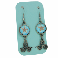 Boucles d oreilles pendante crochets en acier inoxydable cabochon en verre etoile de mer breloque triskell argente 12 