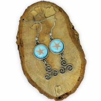 Boucles d oreilles pendante crochets en acier inoxydable cabochon en verre etoile de mer breloque triskell argente 15 