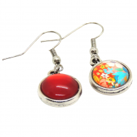 Boucles d oreilles pendante double cabochon rouge fleurs 2 photoroom