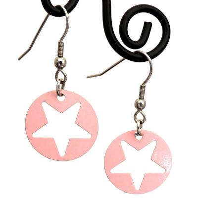 Boucles d oreilles pendante estampe etoile rose 7