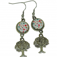 Boucles d oreilles pendantes cabochon en verre avec fleur breloque arbre de vie argente 4 1 