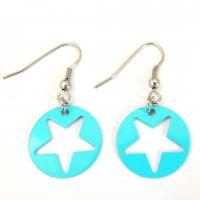 Boucles d oreilles pendantes estampe etoile bleu turquoise 6