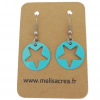 Boucles d oreilles pendantes estampe etoile bleu turquoise 7