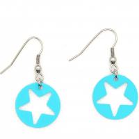 Boucles d oreilles pendantes estampe etoile bleu turquoise