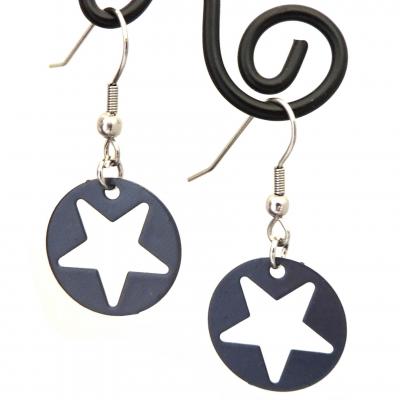 Boucles d oreilles pendantes estampe etoile gris anthracite 7