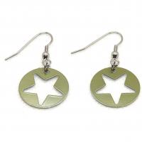 Boucles d oreilles pendantes estampe etoile kaki 2