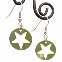 Boucles d oreilles pendantes estampe etoile kaki 4