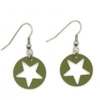 Boucles d oreilles pendantes estampe etoile kaki