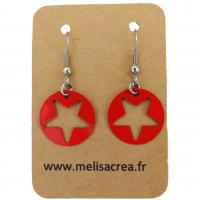 Boucles d oreilles pendantes estampe etoile rouge 2